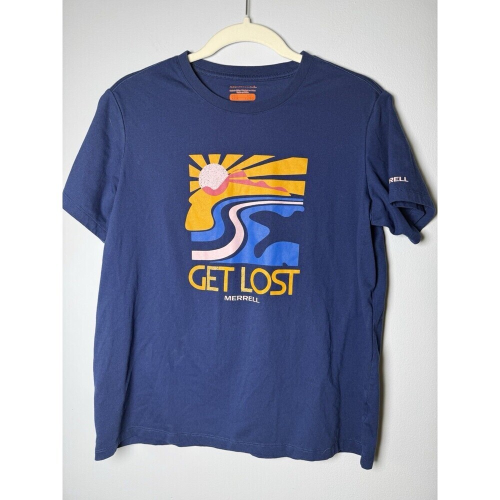 Merrell Get Lost Navy Crewneck Tshirt Mountain Landscape Size Large
